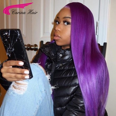 Carina  Purple Color Wig 13x4 Transparent Lace Front Human Hair Wigs for Black Women 