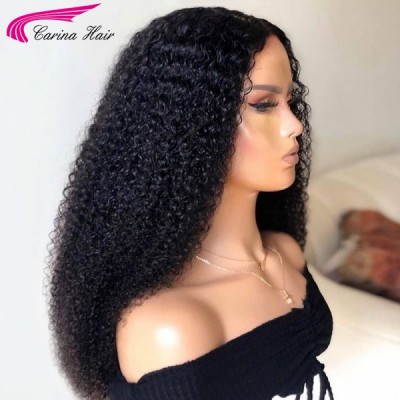 Carina Curly Closure Lace Wigs Brazilian Human Hair with Baby Hair Pre Plucked 