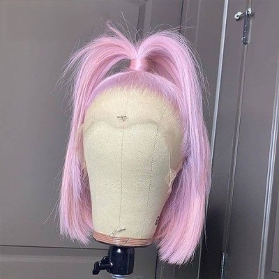Carina 150% Pink Bob Wig Virgin Straight Brazilian 13x4 Lace Front Wig for Women 