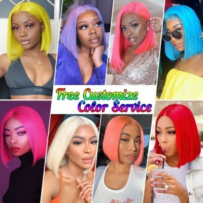 Carina Customized Colorful Bob Lace Wig  Pre Plucked Hairline with Baby Hair