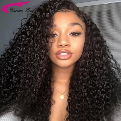 Carina Kinky Curly Human Hair Lace Front Wigs with Baby Hair Remy Front Lace Wigs 