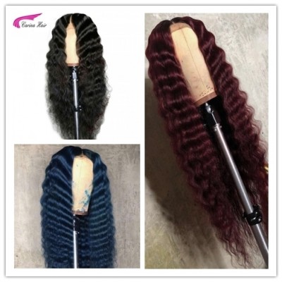 Carina Colorful Deep Part Wave 13x4 Human Hair Wigs 150% Density Pre Plucked Hairline