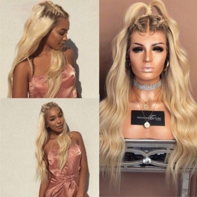 Carina Customized Ombre Blonde Lace Front Wigs 4/613 Wave Brazilian Human Hair Wigs