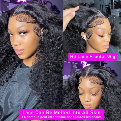 Carina Deep Curly Transparent 13x6 HD Lace Front Wig 180% Human Virgin Hair HD Lace Frontal Wigs