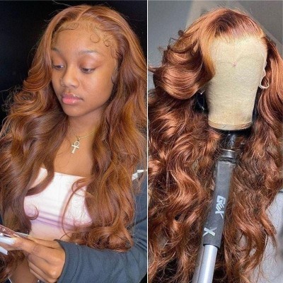 Carina Brown Wave Wig 180% Brazilian Hair Vendors Pre Plucked 13x4 Lace Frontal Wig for Black Women