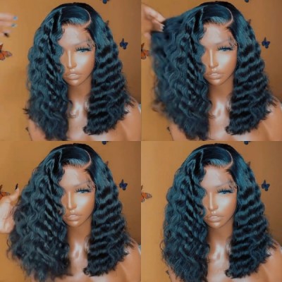 Carina Deep Wave Short Bob 4x4 Lace Closure Human Hair Wigs 180% Virgin Hair