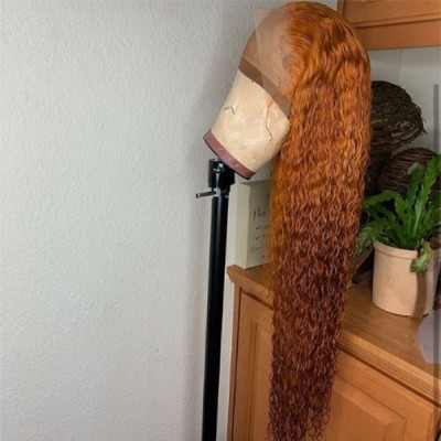 Carina Customized 10A Orange Curly Human Hair Lace Wigs Pre Plucked Hairline