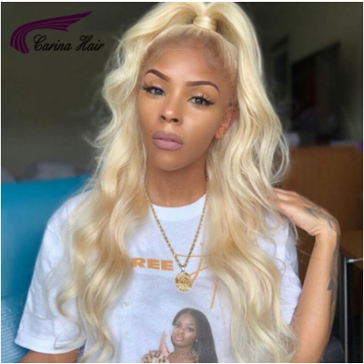 Carina Customized T4/ 613 Blonde Lace Front Wigs For Women Hair Wave Brazilian Virgin Human Hair Wigs with Baby