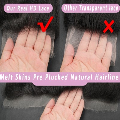 13x4 HD lace Frontal Closure Melt Skins Straight Invisible HD Lace Human Hair 