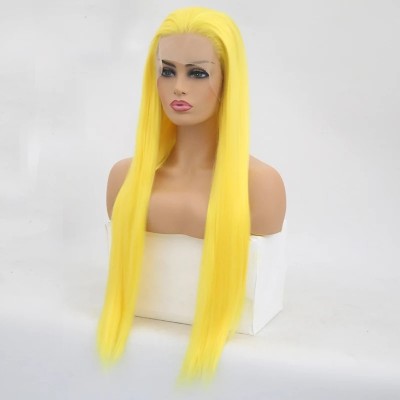 Carina Customized Yellow Transparent Lace Front Wig  Straight Human Hair Wigs Pre Plucked Hairline