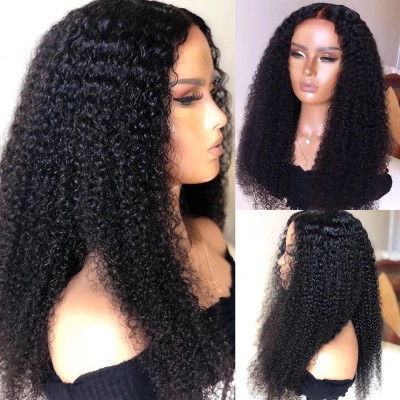 Carina Kinky Curly 5x5 Closure Lace Wigs 180% Density Brazilian Human Hair With Baby Hair Pre Plucked 