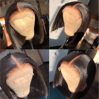 Carina Short Bob Straight Wig 4x4 Lace Closure Wigs Human Hair 180% 