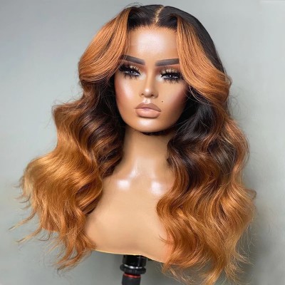 Carina Honey Brown Highlight 13X4 HD Lace Front Wigs Human Hair Wigs 180% Density