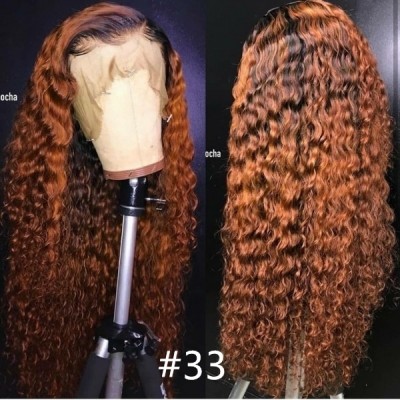 Carina Ombre Color 13x4 Lace Frontal Wig Brazilian Remy Curly Human Hair Wigs 180% Density