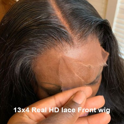 Carina Real HD Lace Front Wig Pre Plucked Straight Hair 13x4 HD Transparent Lace Frontal Human Hair Wig 180%