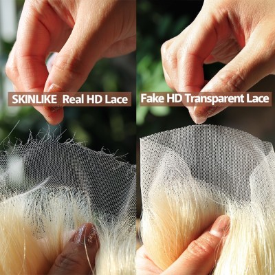 613 Blonde 13x4 HD Lace Frontal Closure Invisible 13X6 HD Lace Human Hair Straight Melt Skins