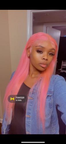 Light Pink Wig Straight Human Hair 13X4 Lace Front Wigs Pink Lace Wigs 180%