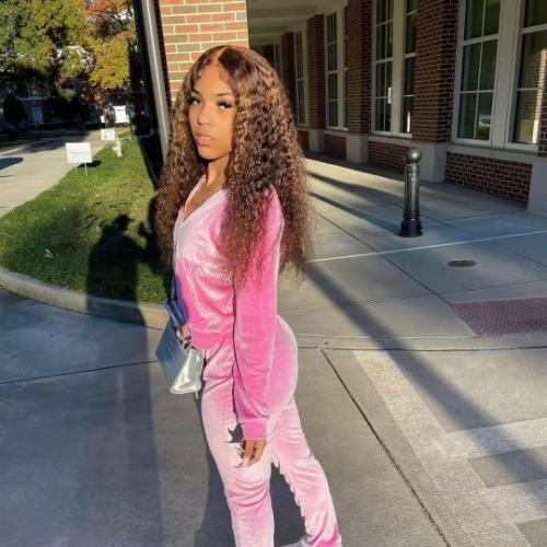 Highlight Color Luxury Curly 13x4 Wear And Go Transparent Lace ...
