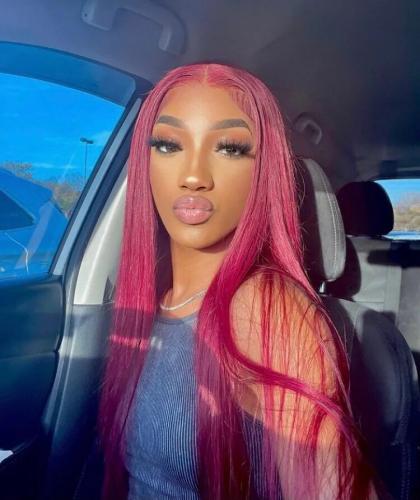 Red Human Hair Wigs Remy Human Hair Wigs Silky Straight 13x4 Lace Wigs ...